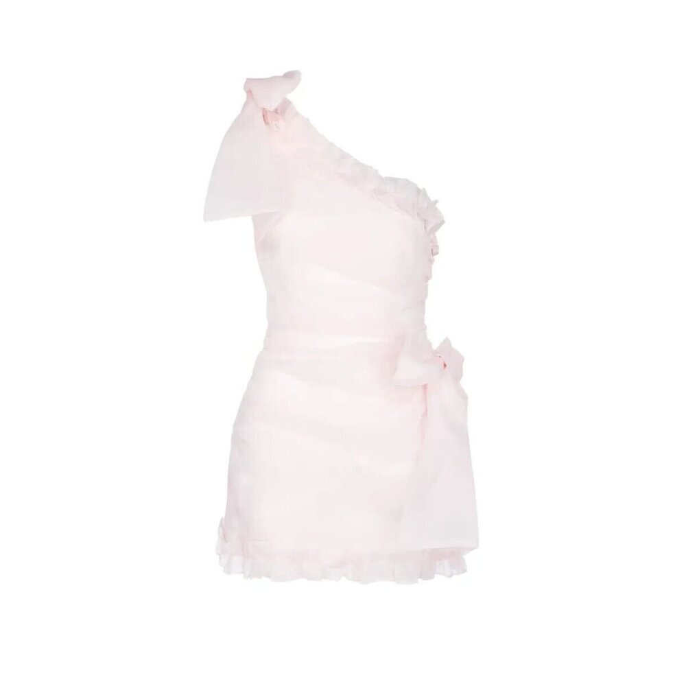 NWT Selkie The Strawberry Milk Carrie in Pink One Shoulder Mini Dress S